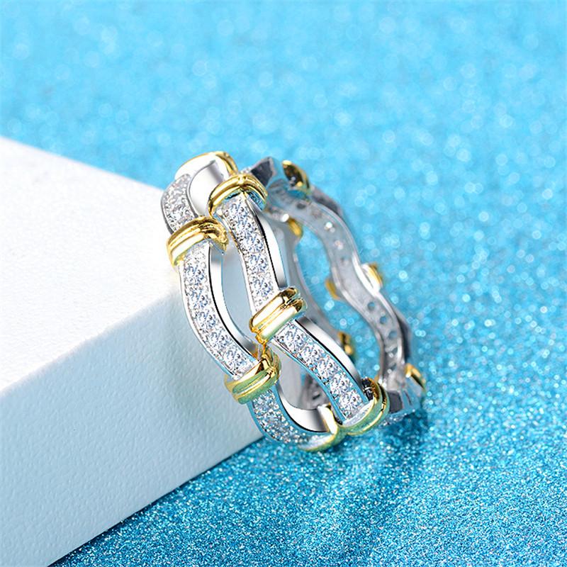 

Wedding Rings Luxury Female White Round Ring Unique Gold Silver Color Engagement Vintage Bride Geometric For Women