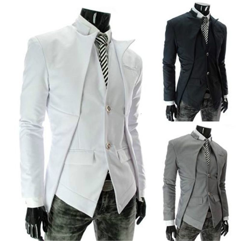 

2021 New Casual Men Fine Fashion Korean Style Asymmetric Color Design -2xl CUYS, Grey