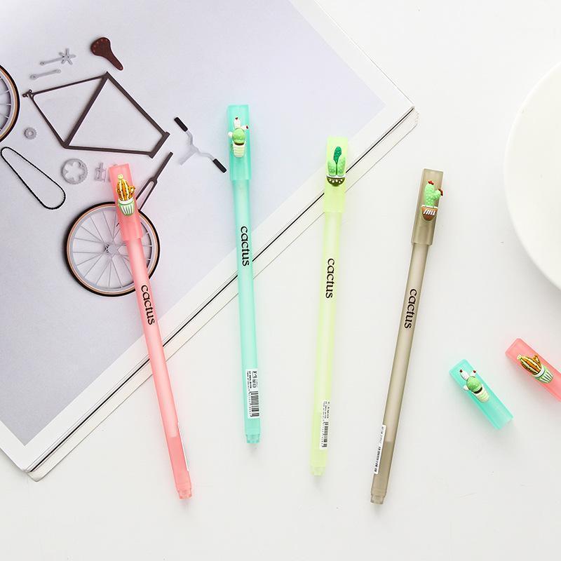 

4pcs Cute cactus design gel pen 0.5mm Black color ink pens for writing Stationery Office School supplies Canetas escolar A68391