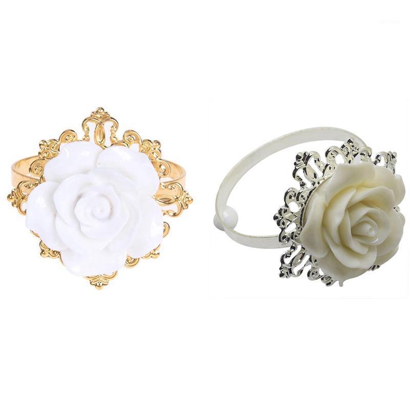 

12Pcs/Set Resin Rose White Napkin Ring Table Kitchen Serviette Holder For Wedding Banquet Party Dinner Decoration1