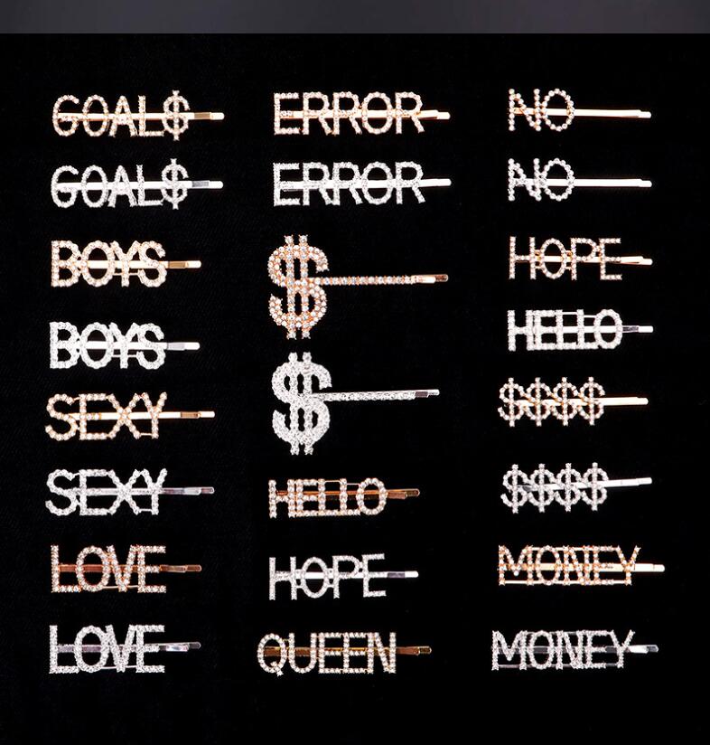 

Hairpins Crystal Shiny Rhinestones Word Letters Hair Clips Women Styling Tool Hairpins Diamond Jewelry Hair Accessories for Women Girls