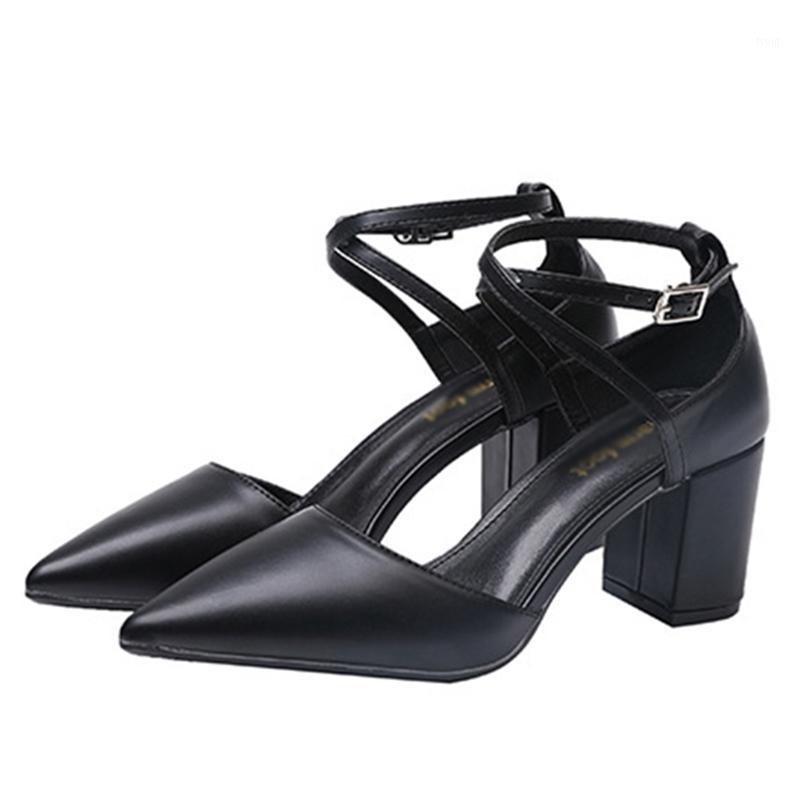 

Women buckle casual party sandal shoes plus size high heels pumps simple pointed daily casual fashion shoes1, Pink