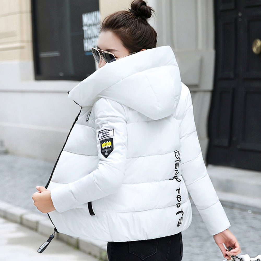 

2020 New Winter Parkas Women Hooded Thick Warm Short Jacket Cotton Padded Parka Basic Coat Female Outerwear Plus Size 5XL, Tan;black