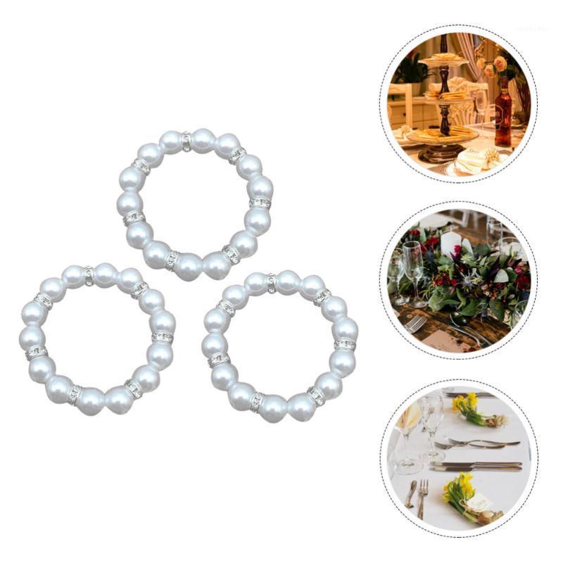 

3 Pcs Simulated Pearl Napkin Ring Napkin Buckle Decorative Clasps1