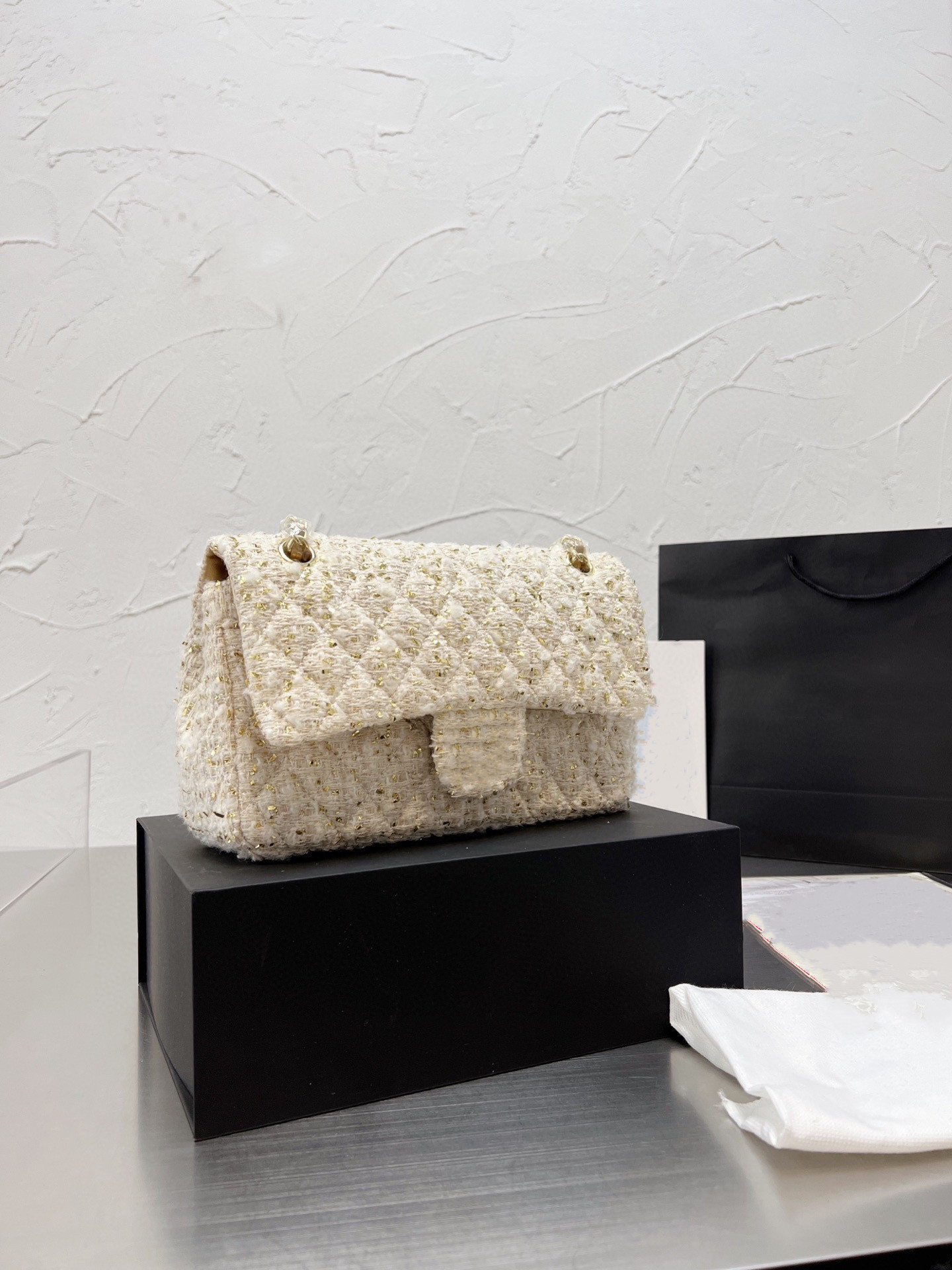 

Autumn Tweed Fashion Classic Double Flap Bags Matelasse Chain Cross Body Shoulder Famous Luxury Designer Quilted Purse 6 Color Sacoche