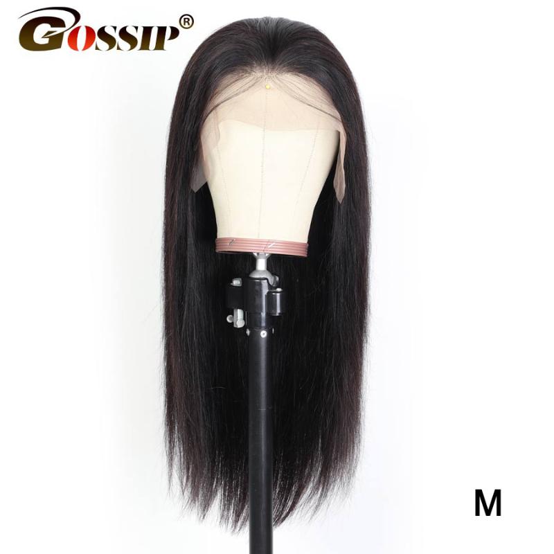 

Straight Lace Front Human Hair Wigs For Black Women Remy 13X4 Lace Frontal Wig Brazilian Front Wig Gossip Hair 150% Density, Natural color