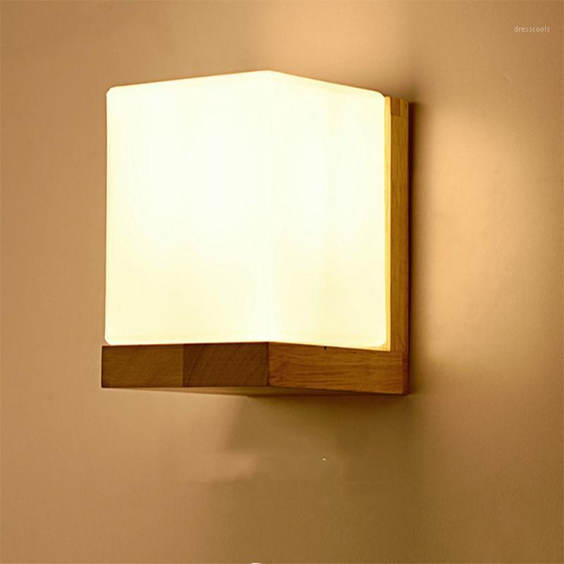 

LED wall light creative solid wood aisle lamp bedroom lighting Japanese bedside wall lamp1