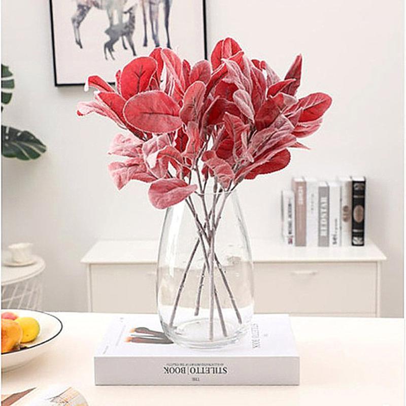 

Cheap 10pcs/lot Home Bedroom Art Decor 35cm Flannel Silk Cloth Leaf Branch Wedding Party Favor Artificial Flowers Plants1, Red