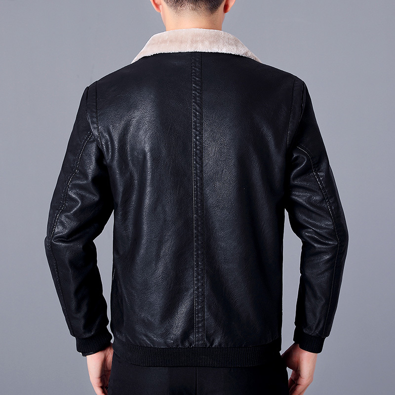 

New From Plutonium Winter Autumn Fashion Warm-wind-proof Faux Leather Jacket Men's Designer Clothes 9vi1, Red wine