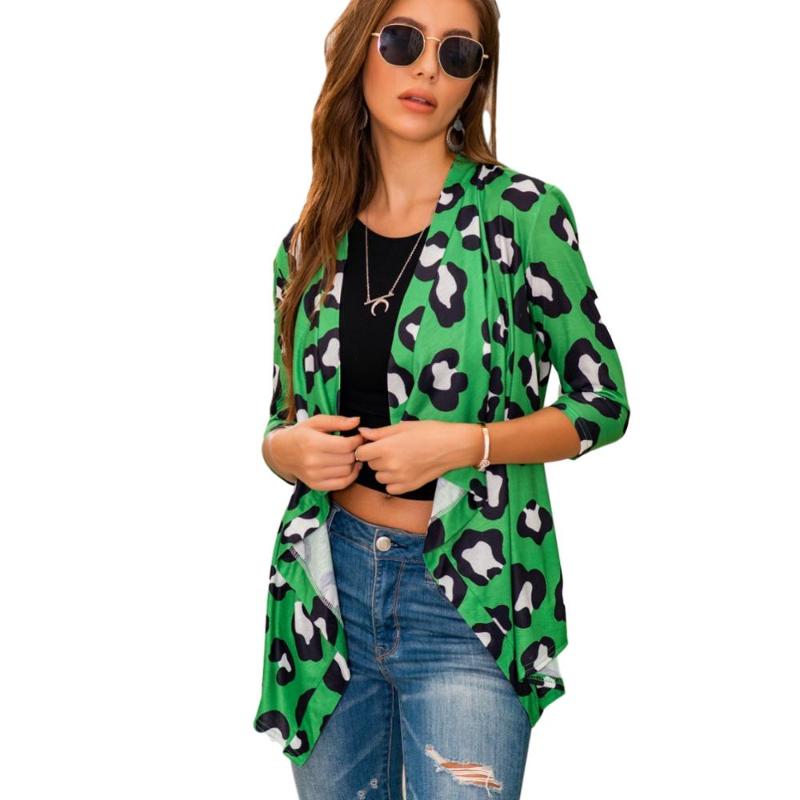 

New women' autumn and winter long-sleeved printing loose shawl jacket cardigan jacket women polyester, As pic
