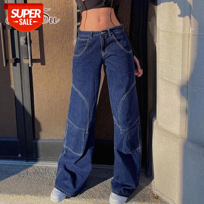 

ArtSu 90s Streetwear High Waist Wide-Leg Jeans Y2K Aesthetics Denim Baggy Pants Pockets Vintage Indie Fashion Trousers PA52503 #1y1y, Black;white