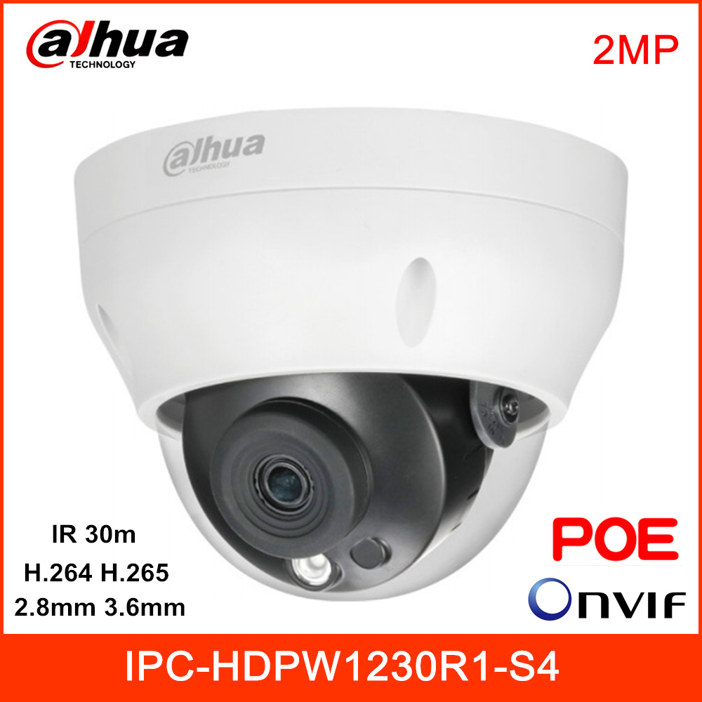 

Dahua 2MP IR Fixed-Focal IP Camera IPC-HDPW1230R1-S4 Rotation mode Smart H.264 H.265 IR 30m 12V DC Waterproof Outdoor POE Camera
