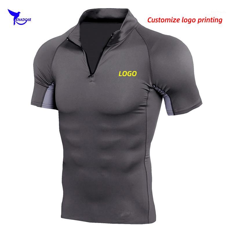 

Half Zipper Stand Collar Breathable Running T Shirt Men 2020 Quick Dry Stretch Gym Fitness Sportswear Patchwork Top Tees Custom1, Td101