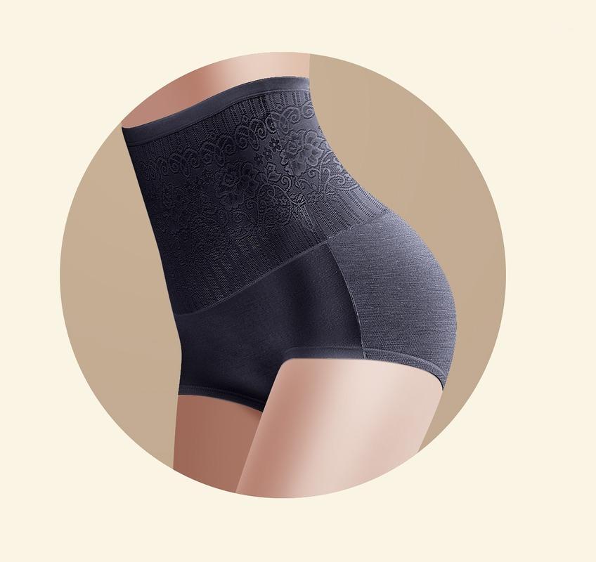 

New Body Shaper High Waist Abdomen Panties Ms. Solid Color Cotton Crotch Abdomen Girdle Waist Raise Hip Postpartum Briefs1, Gray