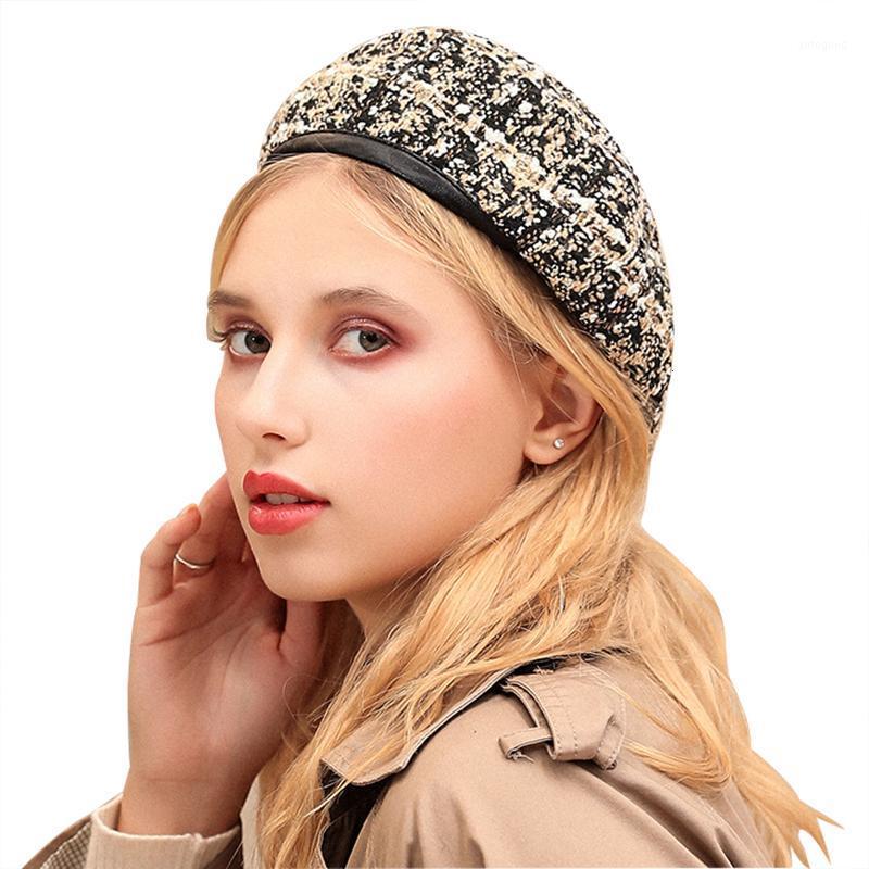 

Beanie/Skull Caps Simpe Elegant Women Plaid Beret For Fashion Winter Female Cotton Wool Hats Cap Autumn 2021 Brand Women's Painter Hat1, Orange