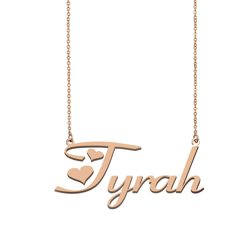

Tyrah Name Necklace Custom Nameplate Pendant for Women Girls Birthday Gift Kids Best Friends Jewelry 18k Gold Plated Stainless Steel, Silver