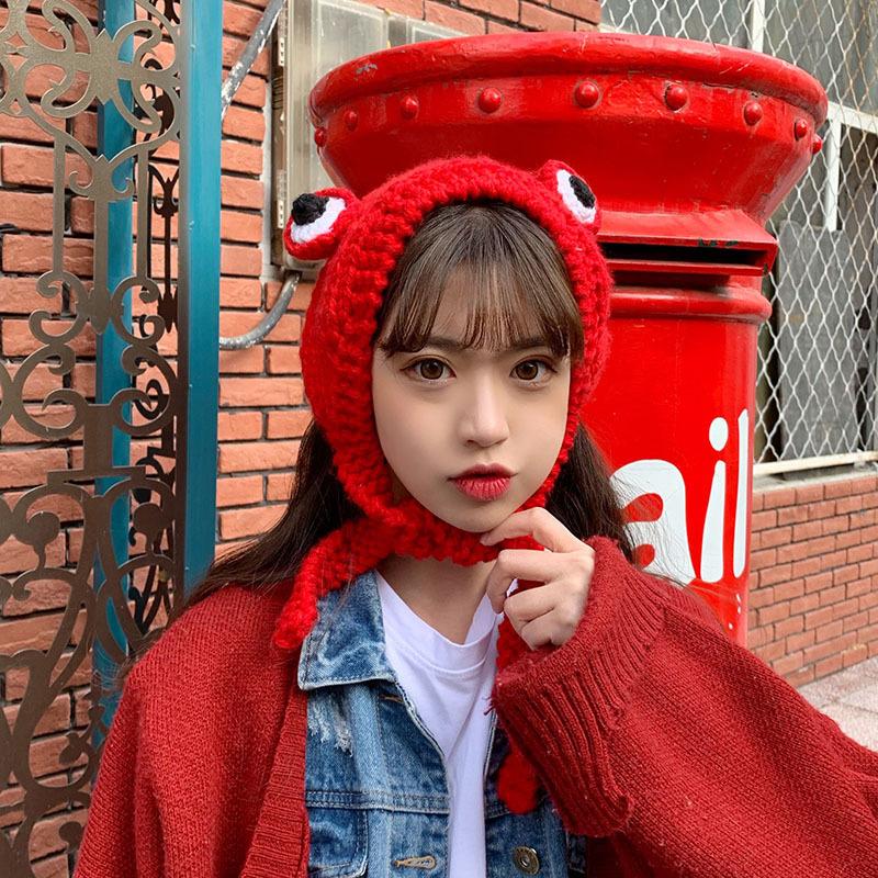 

Cute Frog Ear Hat Women Beanies Crochet Knitted Cap Costume Accessory Photography Prop Gifts Warm Winter Lovely Christmas, Ce