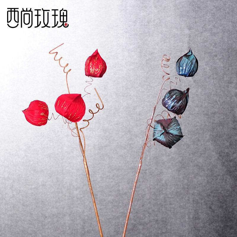 

Model Pearly Lustre Lantern Flower Light Luxury Artificial Flower Decoration Wedding Decorative Floral Art Living Room Table, Red