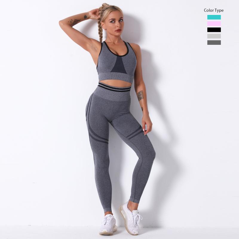 

NEW Seamless Hyper Flex Workout Set Sport Leggings and Top Yoga Set Outfits for Women Sportswear Athletic Clothes Gym Sets 2 Pcs, Black