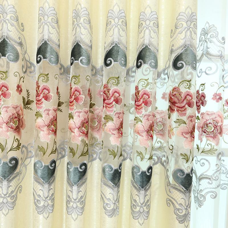 

European Luxury Hollow Soluble Embroidery Window Screens Curtains For Living Room Bedroom Window Curtains Sheer Cloth1, 1pc tulle