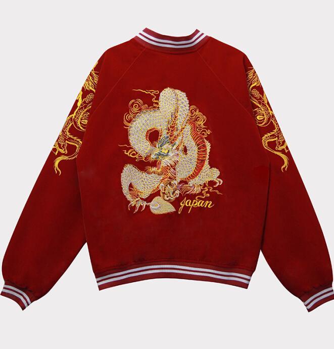 

Wholesale- Autumn 2016 new punk embroidered dragon bomber jacket baseball uniform jacket female loose bf wind1, Black