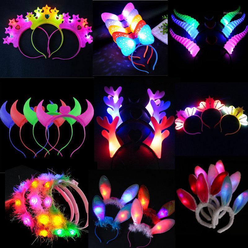 

1pcs Women Girl Princess Tiara Crown Flower LED Flashing Headband Light Up hair Accessories Rave Glow Rave Party Cosplay1