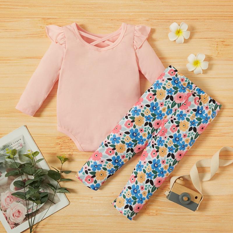 

PatPat Baby Girl Sweet Floral Baby's Sets, Pink
