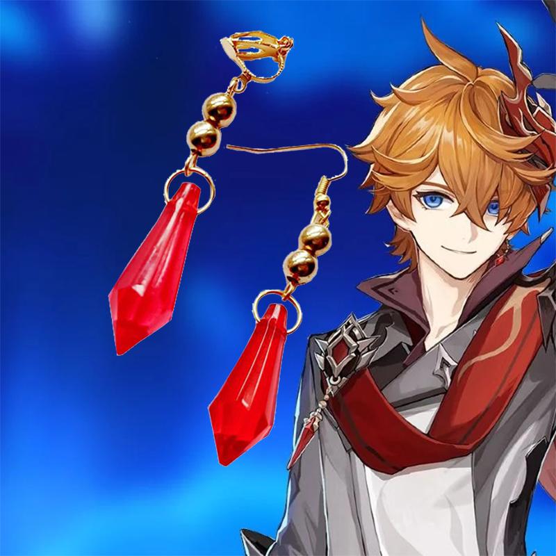 

Stud 2021 Genshin Impact Childe Earrings Fashion Jewelry Cosplay Tartaglia Earring Gifts