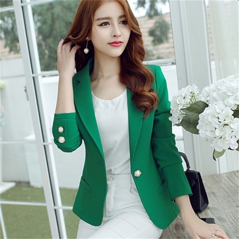 

J41416 Fashion New Arrival Women Blazer and Jacket Green Black Yellow 3 colors Korean Style Elegant OL Office Suit Blazer 201201, 41416 brown flower