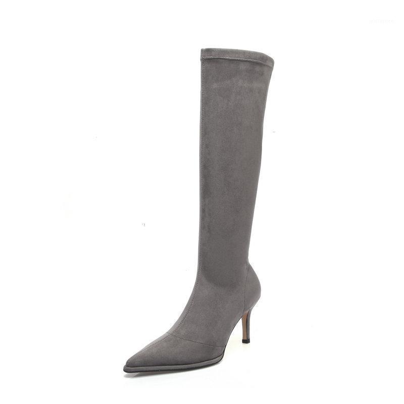 

Sexy women Knee High Boots Night suede Leather High Heels Boots Club Dancing Shoes For Women Autumn Winter ladies1, Black