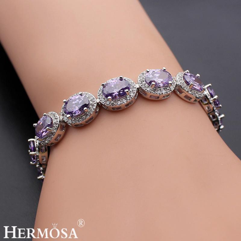 

Hermosa Jewelry Fine Unique Fashion Purple Silver Color Bracelets 7 inch BK002