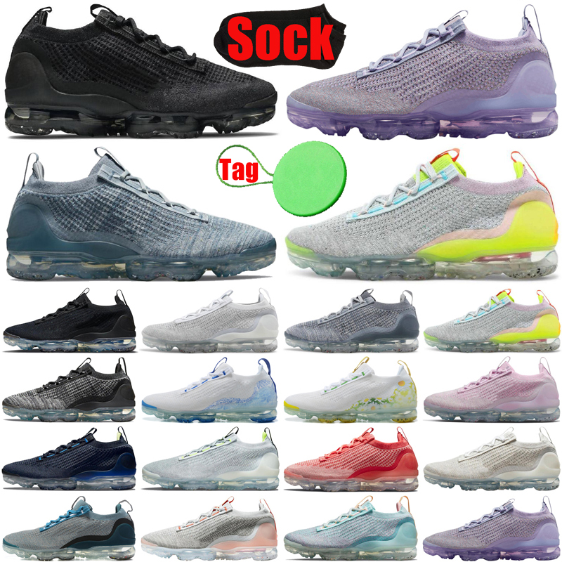 

With Sock Tag air vapor max 2021s mens womens running shoes triple black white Obsidian Pure Platinum Neon men women trainers sports Sneakers fashion, #1 triple black 36-45