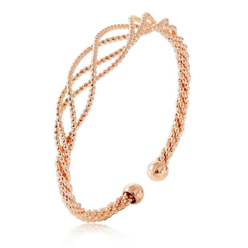 

Twisting Rope Style Hollow Design Metallic Opening Silver Plated Golden Women Bracelets & Bangles