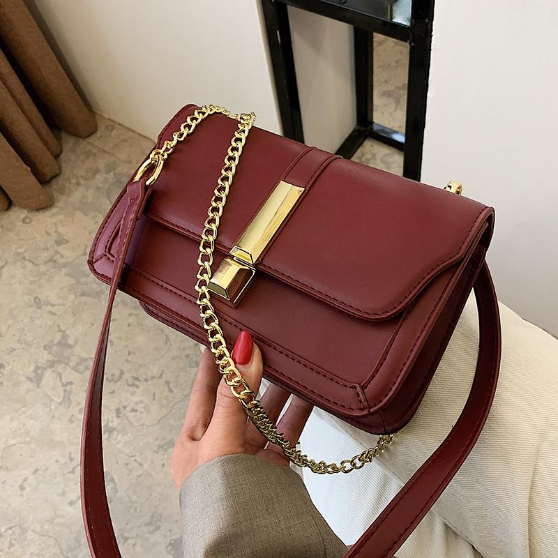 

Niche Design Advanced HOT Style Handbags 2021 New Fashion Chain Messenger Bag Square Bag Underarm Dual-use Width: 21cm, Black