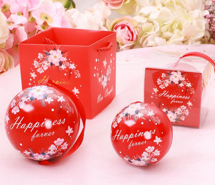 

Wedding candy box spherical wedding tinplate candy box round personality creative gift new European knot