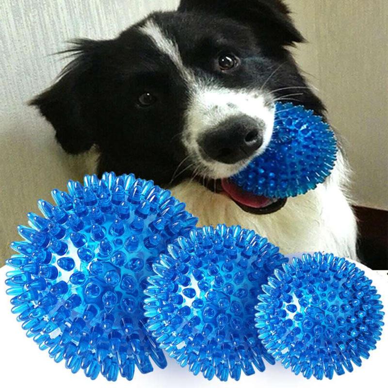 

Pet Dog Ball Toy Rubber Chewing Squker Puppy Soft Toys For Dogs Balls Rubber Squeaking interactive Latex Sound Bite Resistant