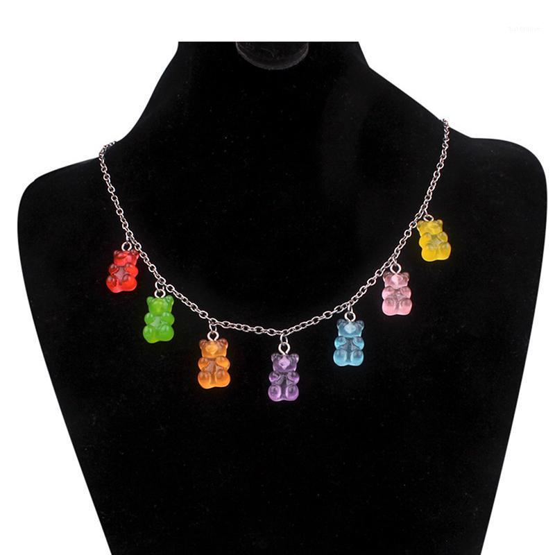 

7 Colors Rainbow Pride Cute Jelly Bear Gummy Necklaces For Women Girls Cool Punk Hip Hop Resin Necklaces Accessories1