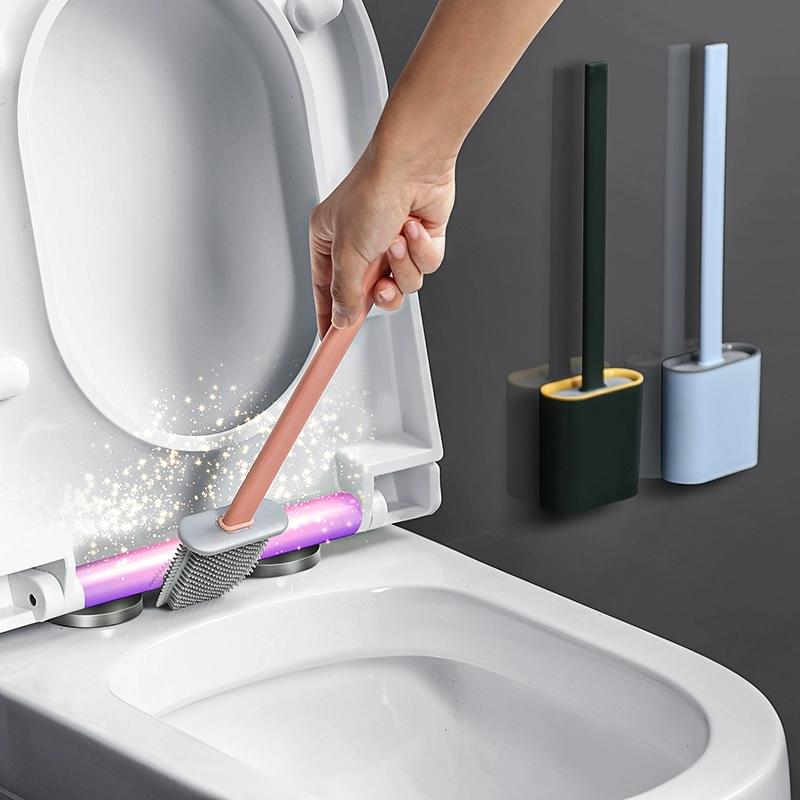 

GURET Silicone TPR Toilet Brush For Bathroom Accessories No Dead Angle Cleaning Brush For Toilet Drainable Flat Cleaning Tools