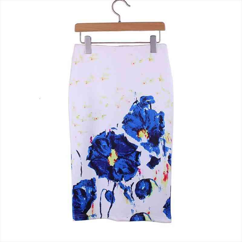 

Graffiti Blue Rose Print Girls Middle Skirt Women Pencil Skirts The Western Fashion Design Vogue Ladies Slim Bottoms Wholesale, Black