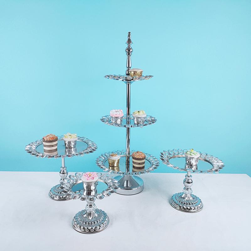 

Other Bakeware 1pcs Silver Electroplate Metal Cake Stand Set Display Wedding Birthday Party Dessert Cupcake Plate Rack
