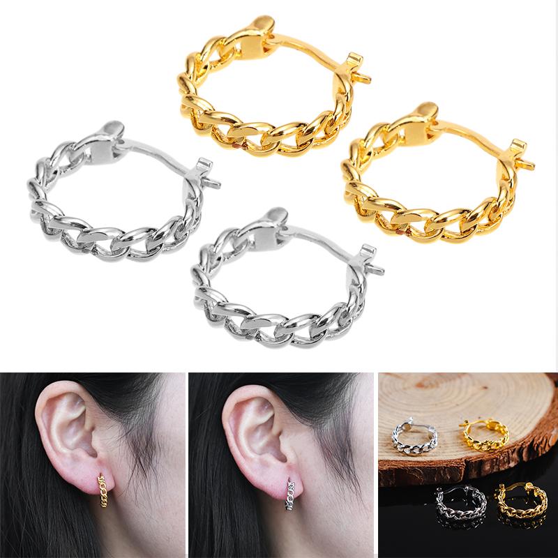 

New Geometry Curb Chain Earrings Women Fashion Hollow Hinged Creative Jewelry Punk Gold/Silver Color Earring For Banquet Party