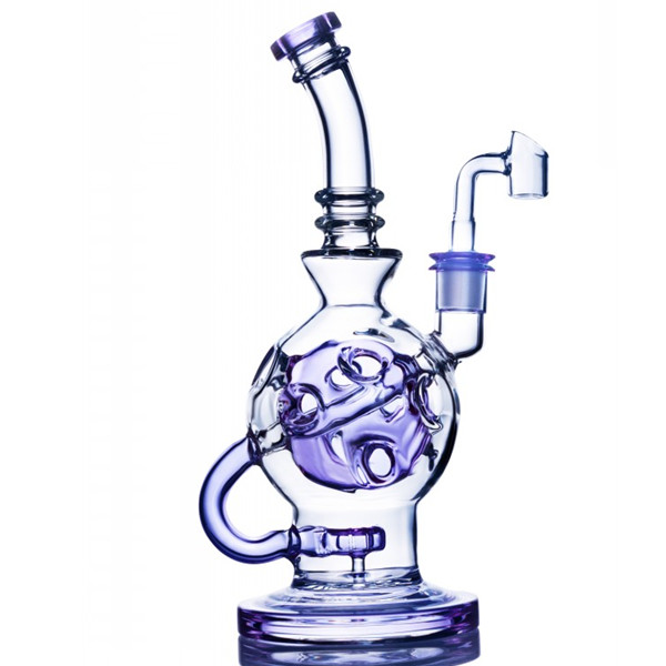 

Purple Color Dab Rig Glass Spline Perc recycler Oil Rig Pipes with 14 mm joint