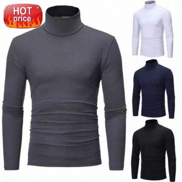 

Autumn Spring New Solid Casual Men's Warm Cotton High Neck Pullover Winter Sweater Tops Turtleneck Plus Size -2XL #7Z2V, White