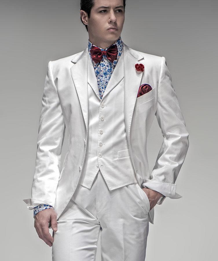

Notch Lapel Two Buttons Men Suits Fashion Bespoke Terno Masculino Slim Ropa HombresBlazer(Jacket+Pant+Bowtie+Handkerchiefs+Vest, As picture