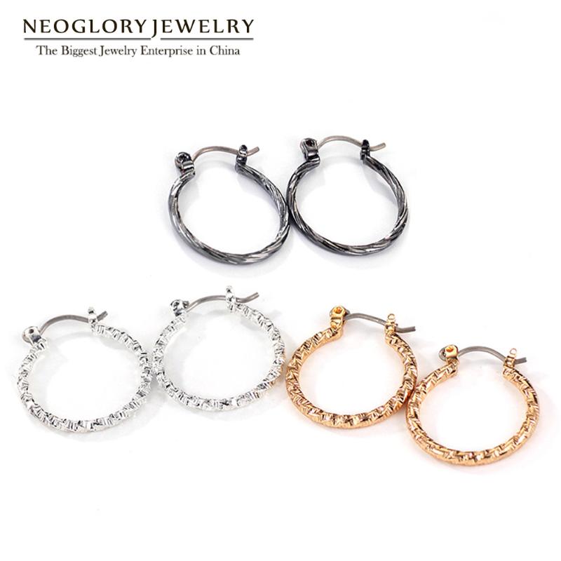 

Neoglory Multiple Three Pairs Titanium Plated Medium Hoop Earrings Set For Women Brand Fashion Jewelry 2021 New FA