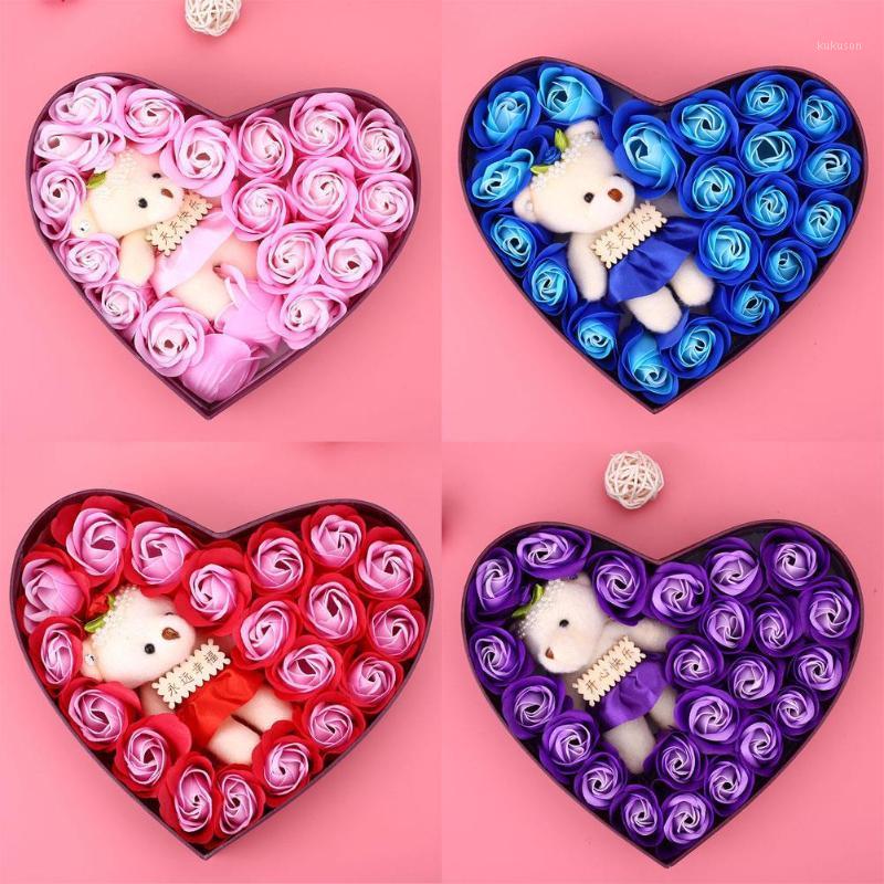 

Girlfriend Bear Soap Flower Rose Rose Supplies Romantical Elegant Party Valentine'S Day Present Creative Gift Favors Christmas1, Blue