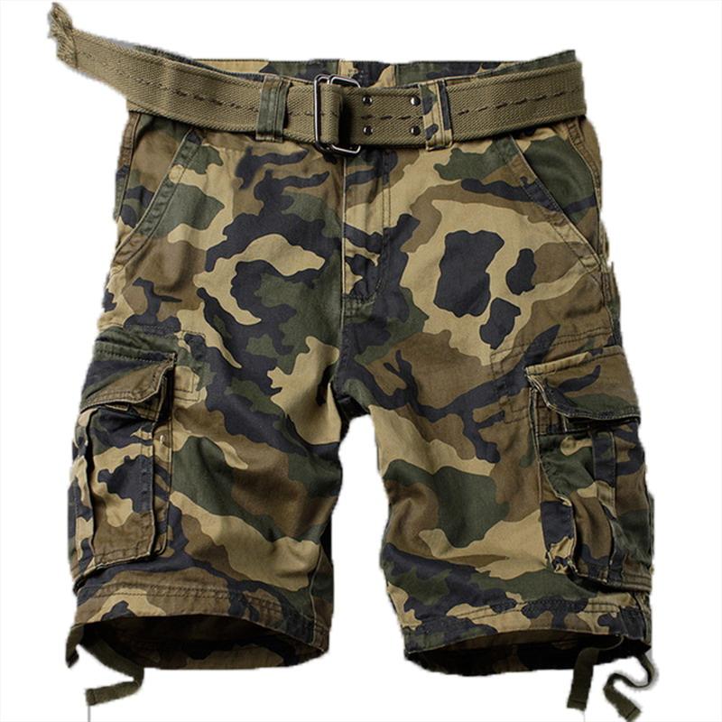 

High quality cotton thick overalls men's camouflage pants shorts men's casual pants loose multi-pocket casual, Blue