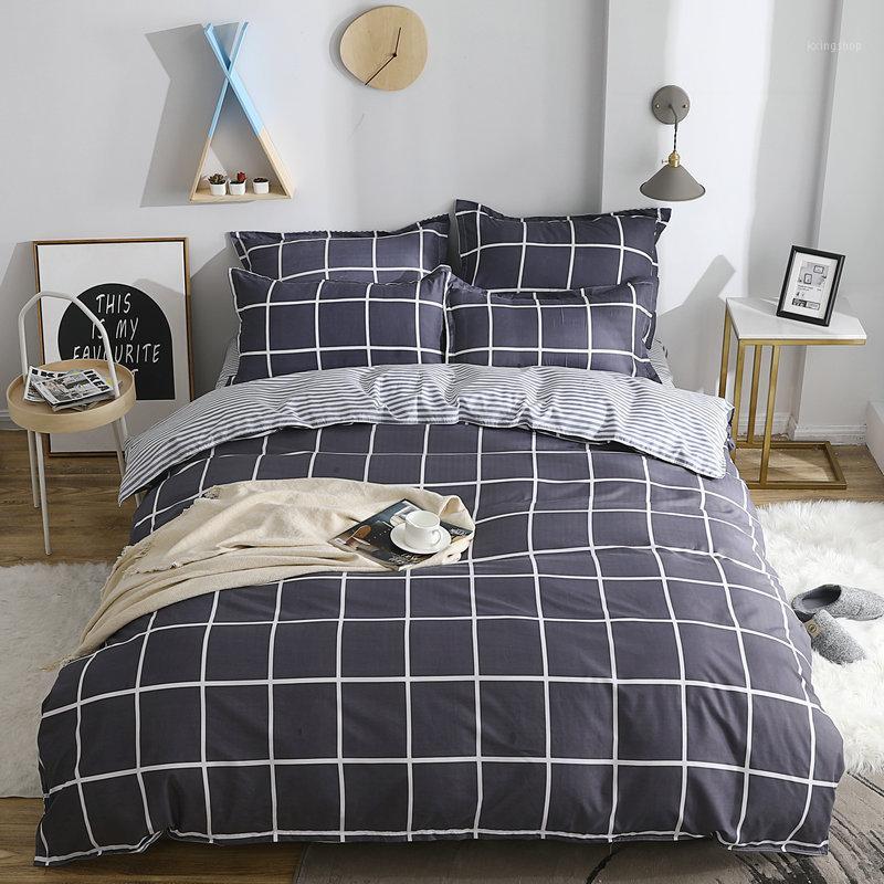 

Bedding Set  Full Queen Size Single Bed Duvet Cover Sets Plaid Print Bed Linen Quilt Covers XF741-191, 18