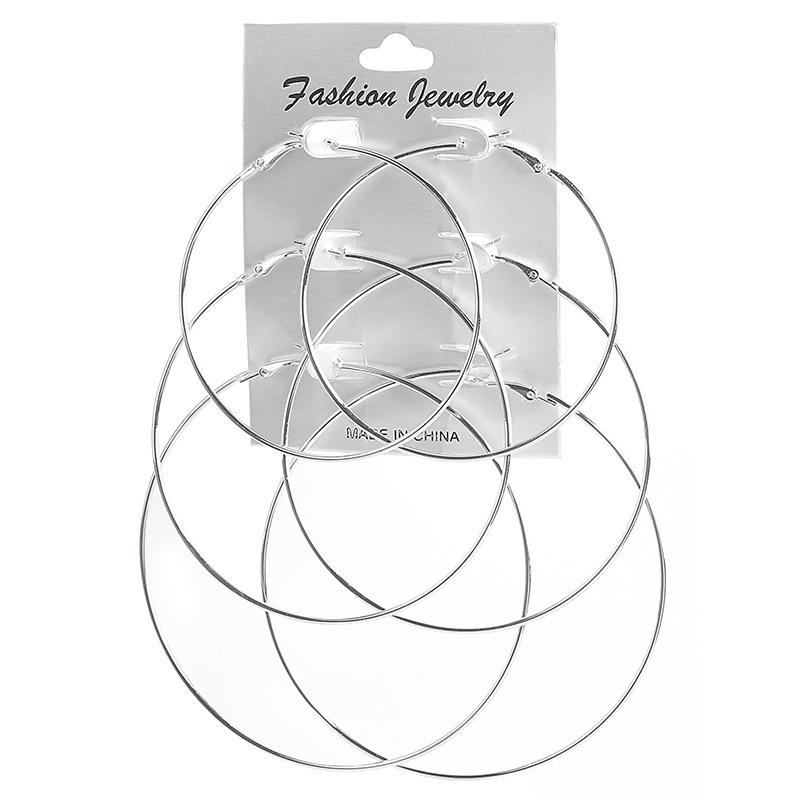 

3 PCS/SET Fashion Big Round Circle Earring Punk Crystal Statement Hoop Earring gold For Women Round Jewelry Earrings ER200042