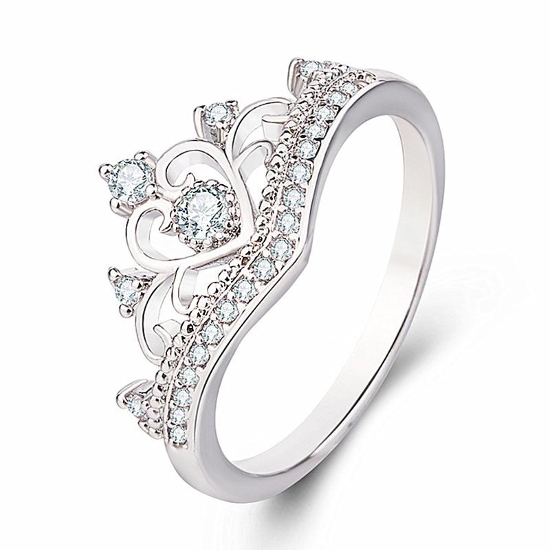 

New Trendy Luxury Elegant Crown Rings Jewelry For Women Fashion Engagement Woman Crystal Zircon Ring Romantic Valentine's Gifts